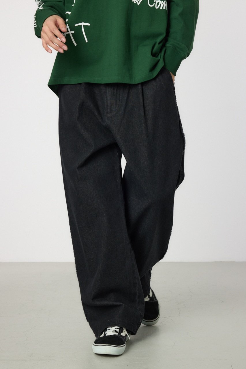RODEO CROWNS WIDE BOWL フリンジストレートデニムパンツ ロデオクラウンズワイドボウル パンツ ジーンズ・デニムパンツ ブラック