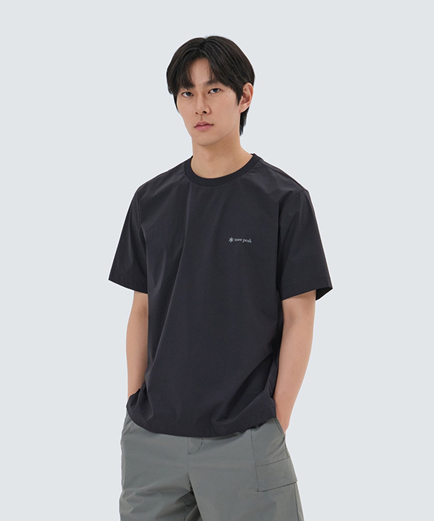 Snow Peak Thin-tech Woven Short Sleeve T スノーピーク トップス カットソー・Tシャツ ブラック グレー【送料無料】