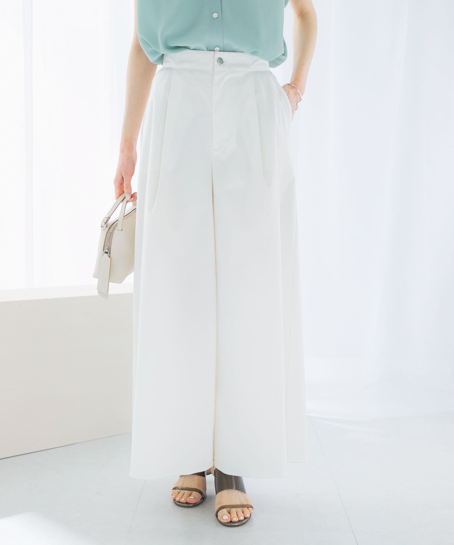 【SALE／50%OFF】URBAN RESEARCH ROSSO コットンワイドパンツ アーバンリサーチロッソ パンツ その他のパンツ ホワイト ベージュ【送料無料】