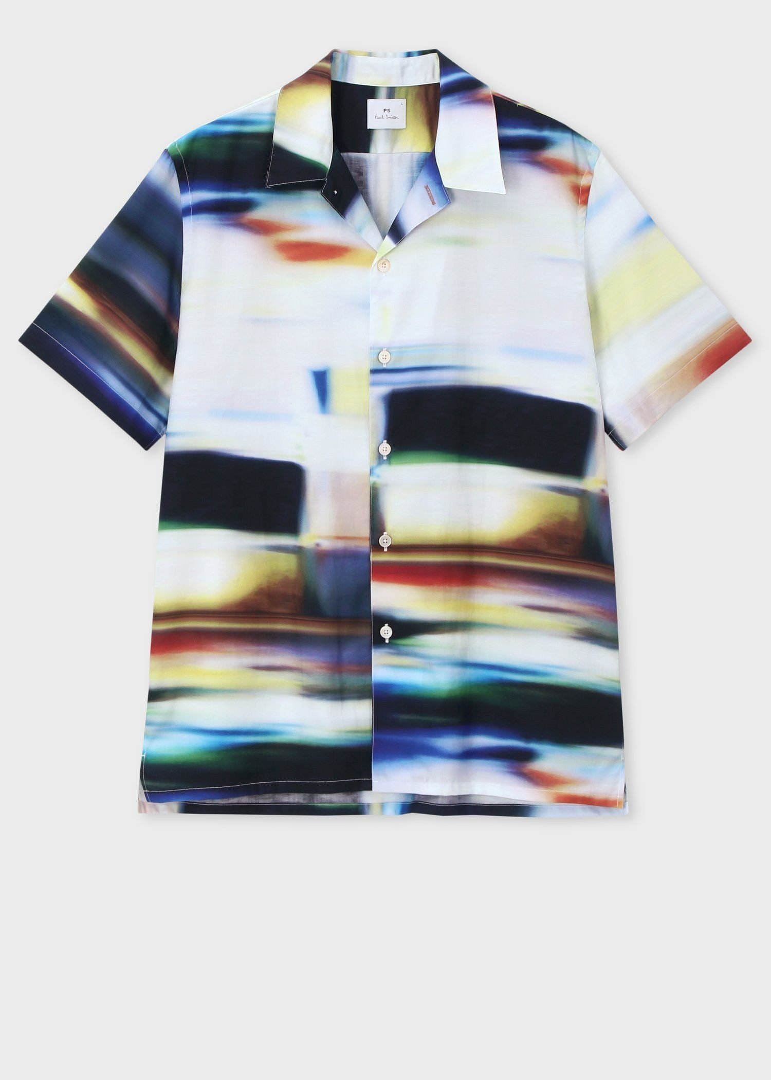 PS Paul Smith "Motion Blur" オープンカラーシャツ ポール・スミス トップス シャツ・ブラウス ネイビー ホワイト【送料無料】