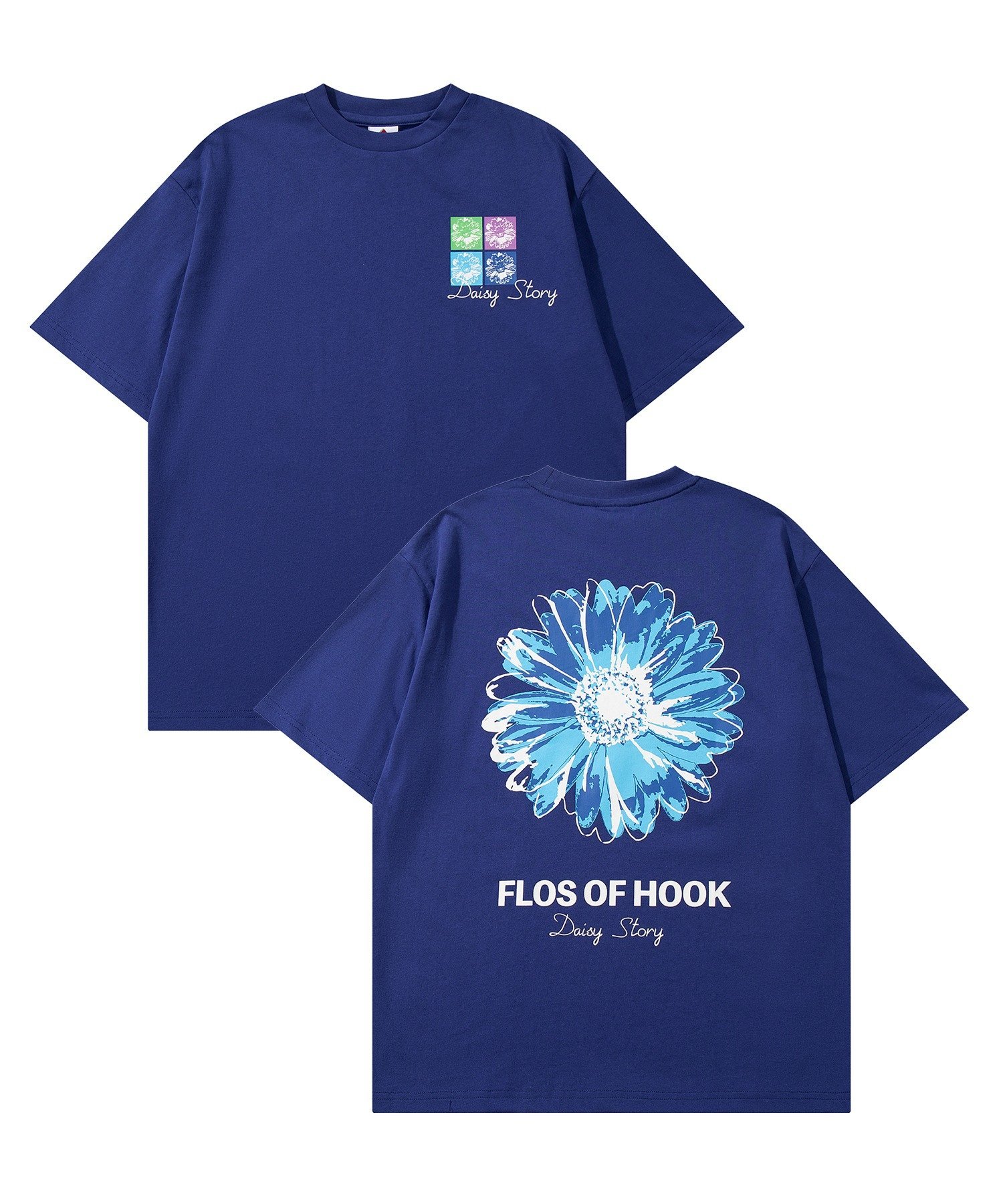 HOOK HOOK -original- ポップマーガレットバックプリントTEE アイモハ トップス カットソー・Tシャツ グレー ブルー ホワイト ブラック