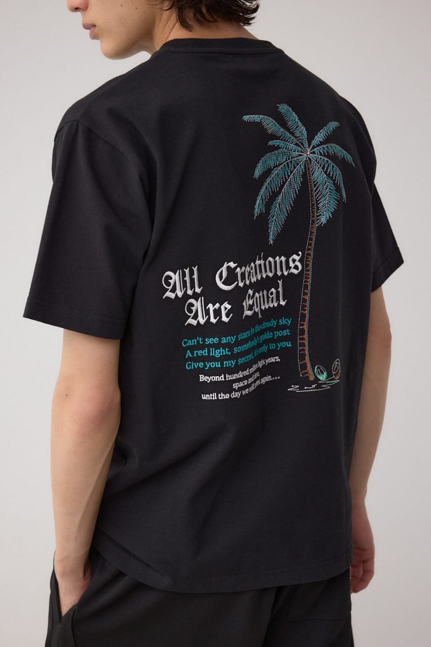 ベア天竺バック刺繍TEE アズールバイマウジー トップス カットソー・Tシャツ ホワイト ブラック