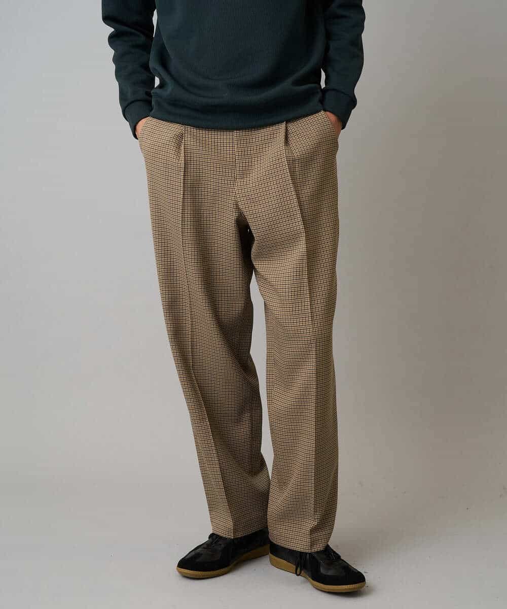 a.v.v 【イージーケア/毛玉になりにくい】LANATECチェックワンタックワイドイージースラックス【洗濯機..