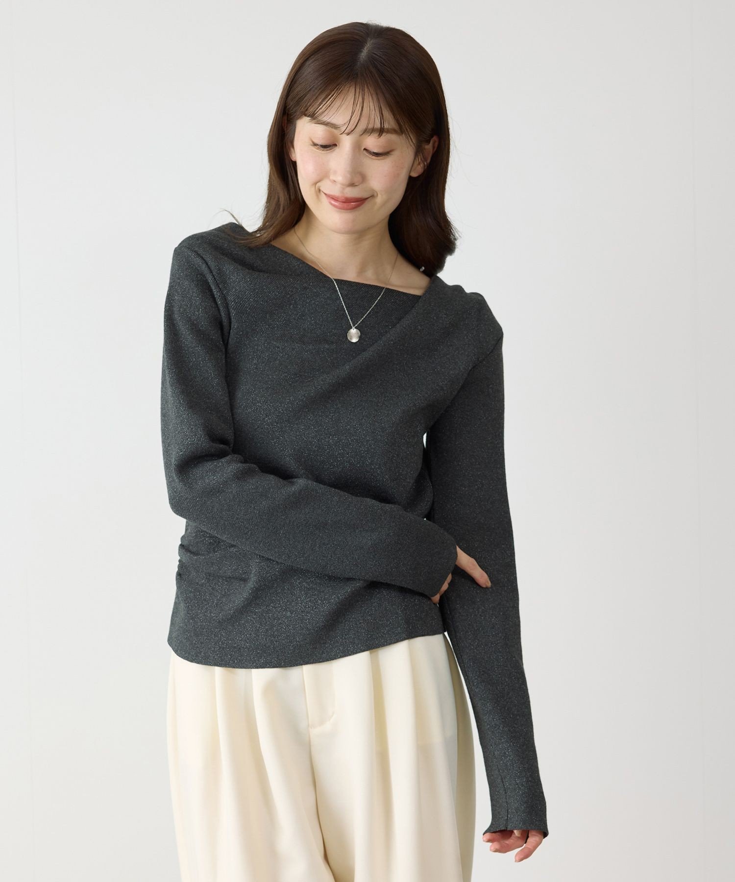 【SALE／30%OFF】JAYRO ドレープニットプルオーバー ジャイロ トップス ニット ピンク ベージュ グレー