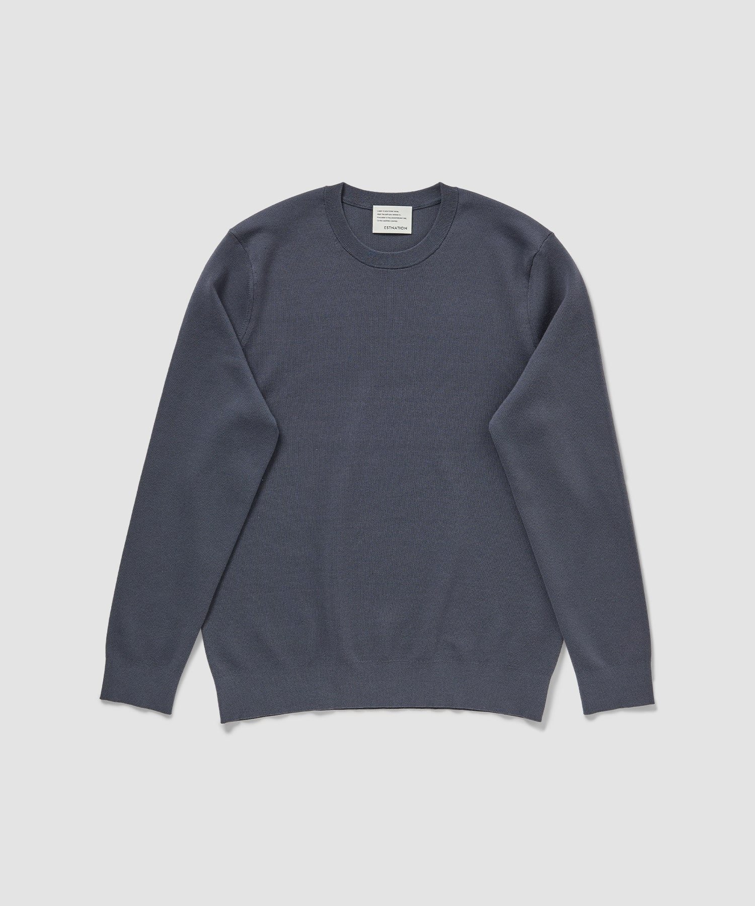 Crew Neck - ESTNATION ESTNATION / コットンポリエステル クルーネックニット エストネーション トップス ニット ブラック グレー【送料無料】