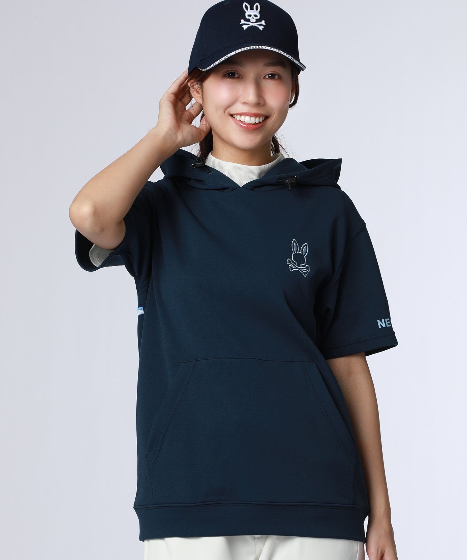 Psycho Bunny [GOLF][WOMEN]シルエットラインBUNNY 半袖パーカ サイコバニー トップス カットソー・Tシャツ ネイビー ホワイト【送料無料】