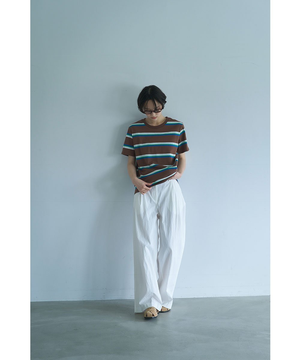 marjour MULTI BORDER HALF SLEEVE TEE マージュール トップス カットソー・Tシャツ ブラウン グリーン