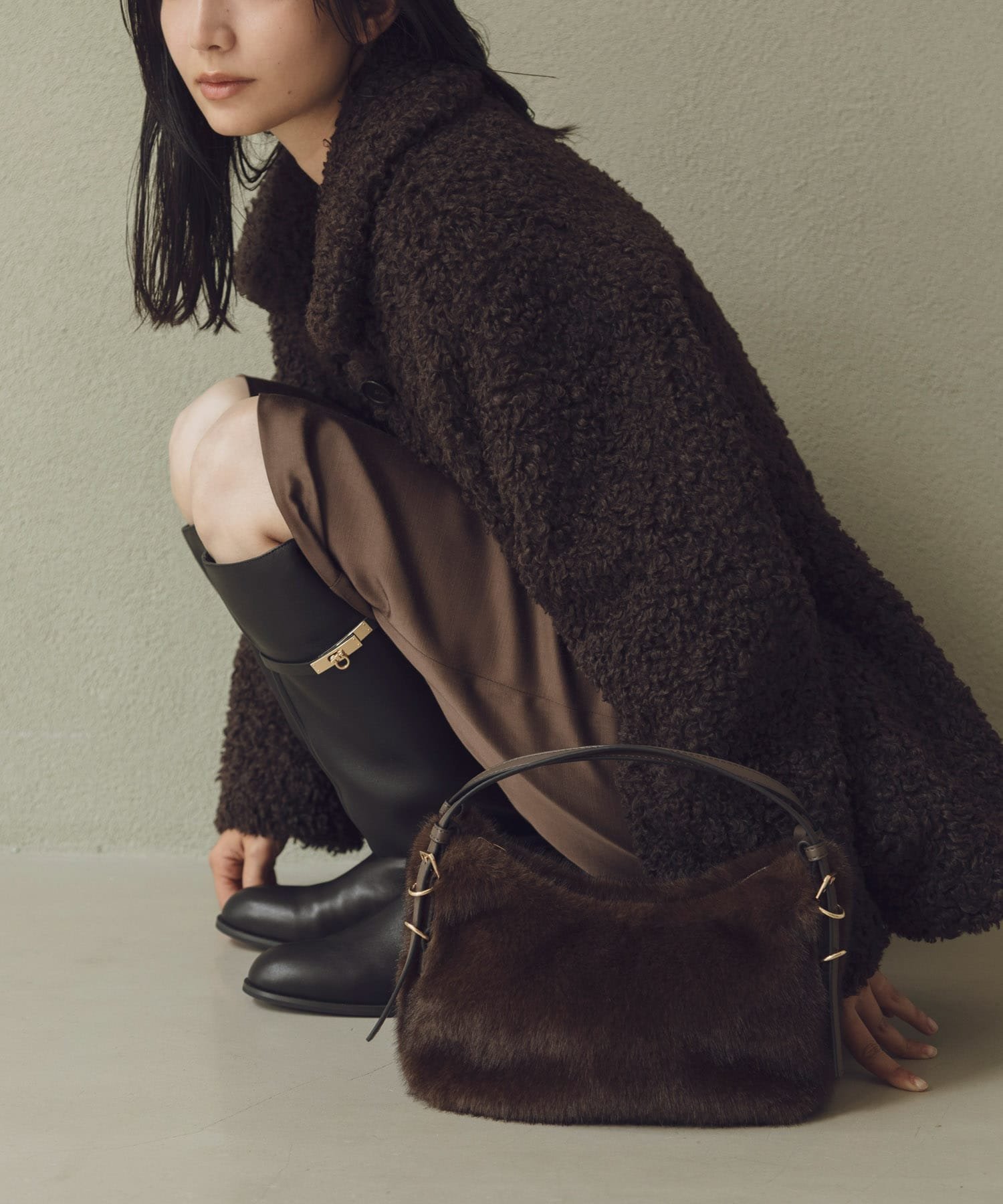 RODE SKO サイドベルトフィラッフィーバッグ ロデスコ バッグ ハンドバッグ ホワイト ブラウン