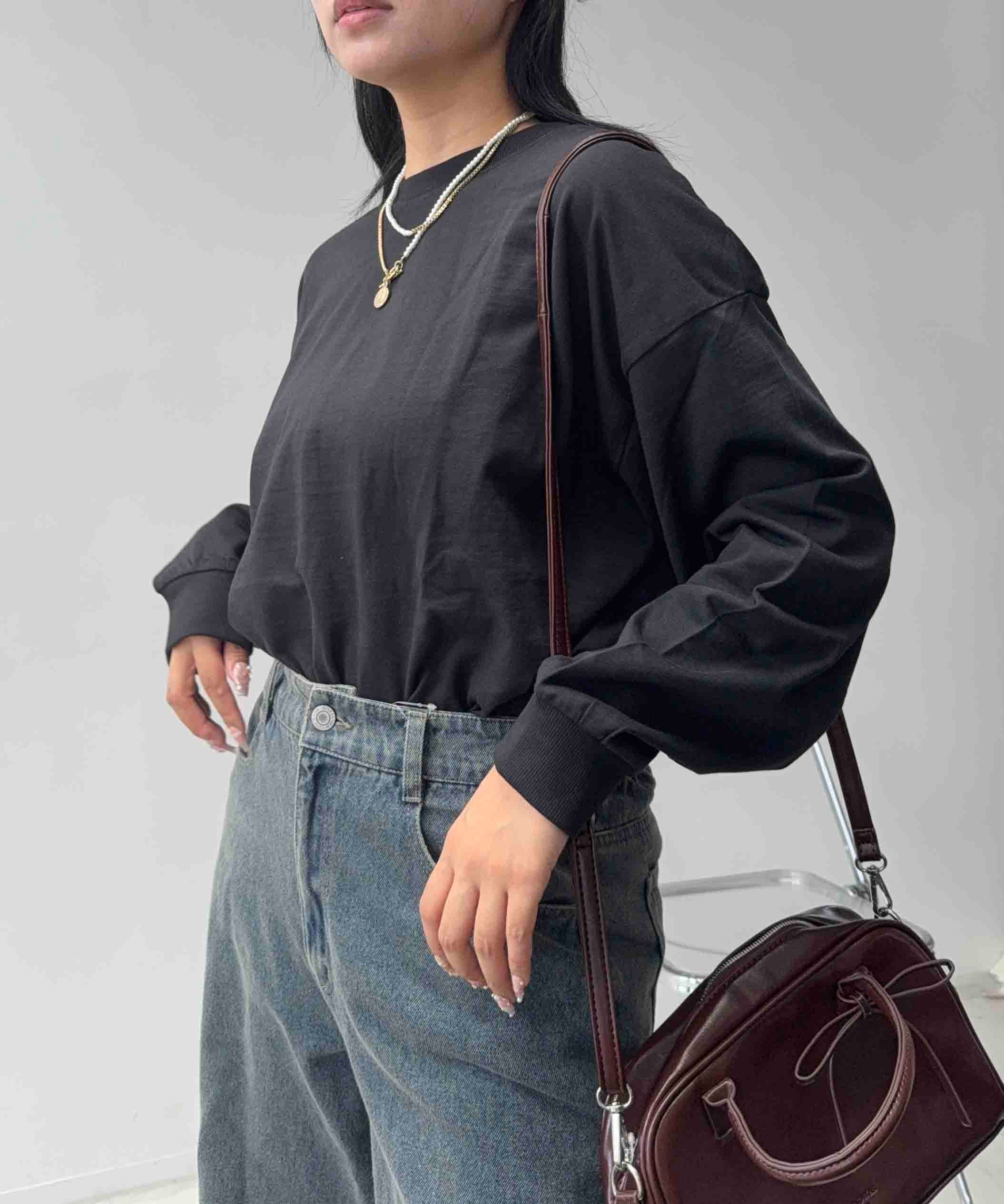 ☆『コットン100%/バックヘンリーネック/体型カバー』裾ラウンドロンT【UNISEX ITEM】 アズノゥアズプラス トップス カットソー・Tシャツ ホワイト ブラック グリーン