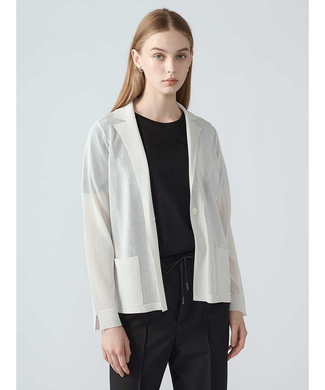 Aquascutum WOMEN シアーニットジャケット アクアスキュータム トップス ニット ブラウン【送料無料】