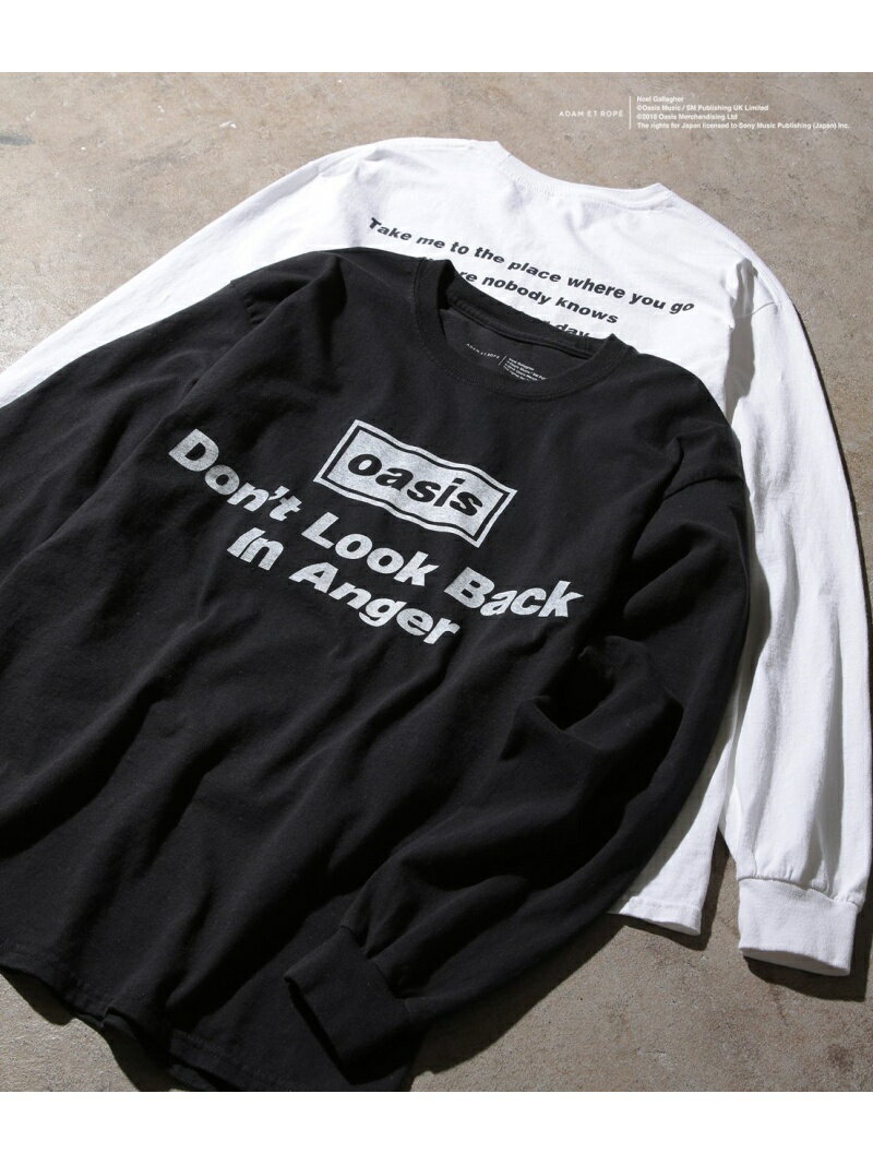 ADAM ET ROPE' 【oasis for ADAM ET ROPE'】SONG LYRICS T-shirt(長袖) アダムエロペ カットソー カットソーその他 ブラック ホワイト【送料無料】