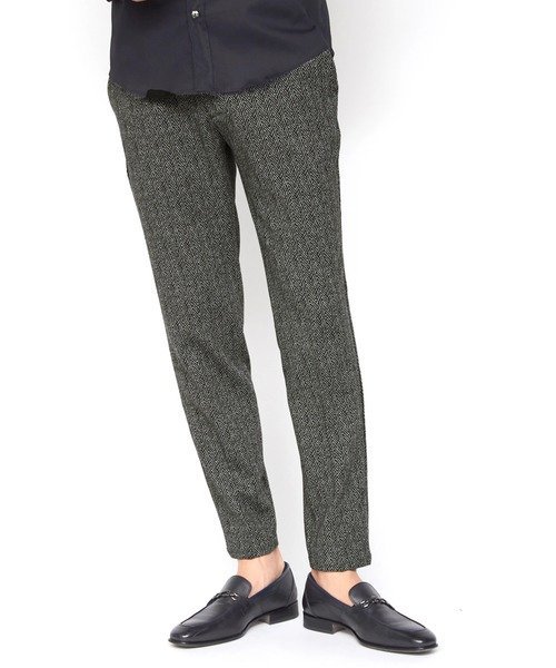 HIGH STREET HIGH STREET∴へリンボンジャージイージーパンツ トルネードマート パンツ スラックス・ドレスパンツ ネイビー グレー