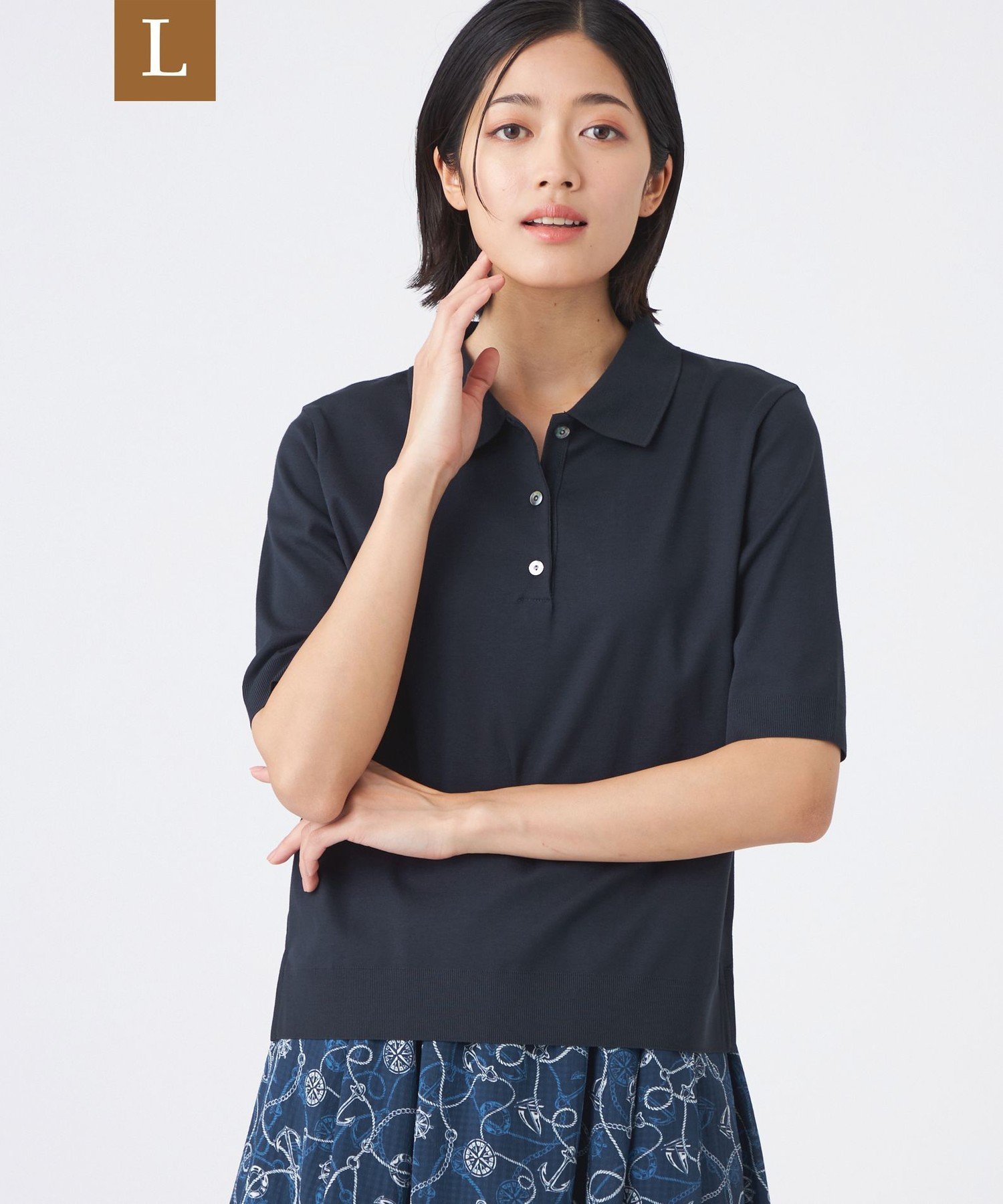 TRANS WORK 【L】【ウォッシャブル】セーターマシン サンヨー エルサイズ トップス カットソー・Tシャツ ネイビー オレンジ