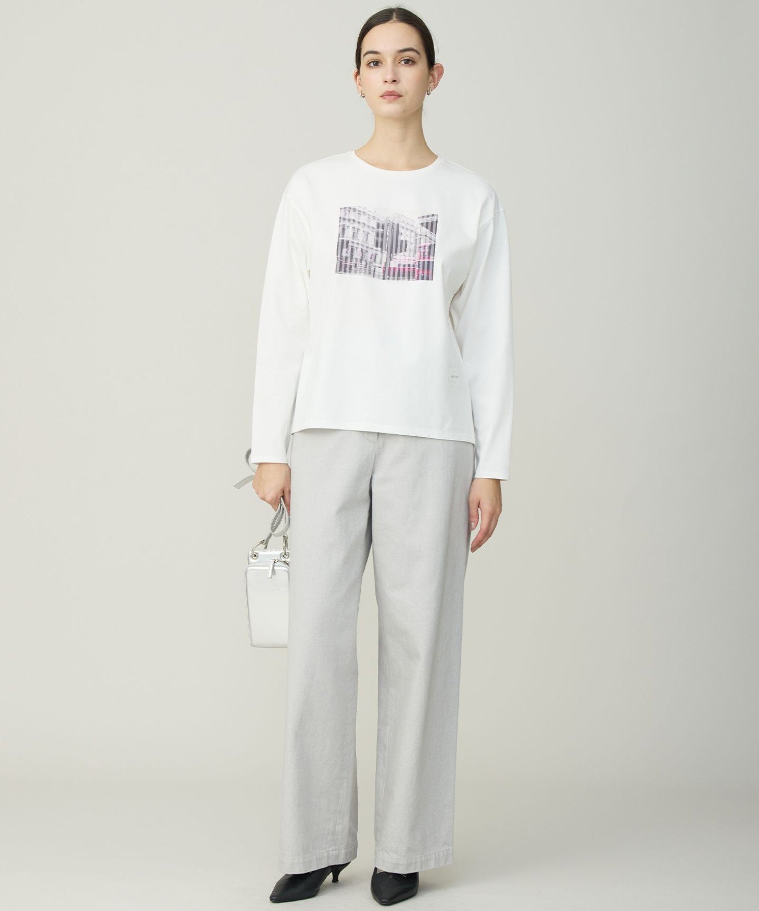 ICB L 【30th ANNIVERSARY】 LONDONフォトプリント ロングスリーブTシャツ アイシービー トップス カットソー・Tシャツ ホワイト