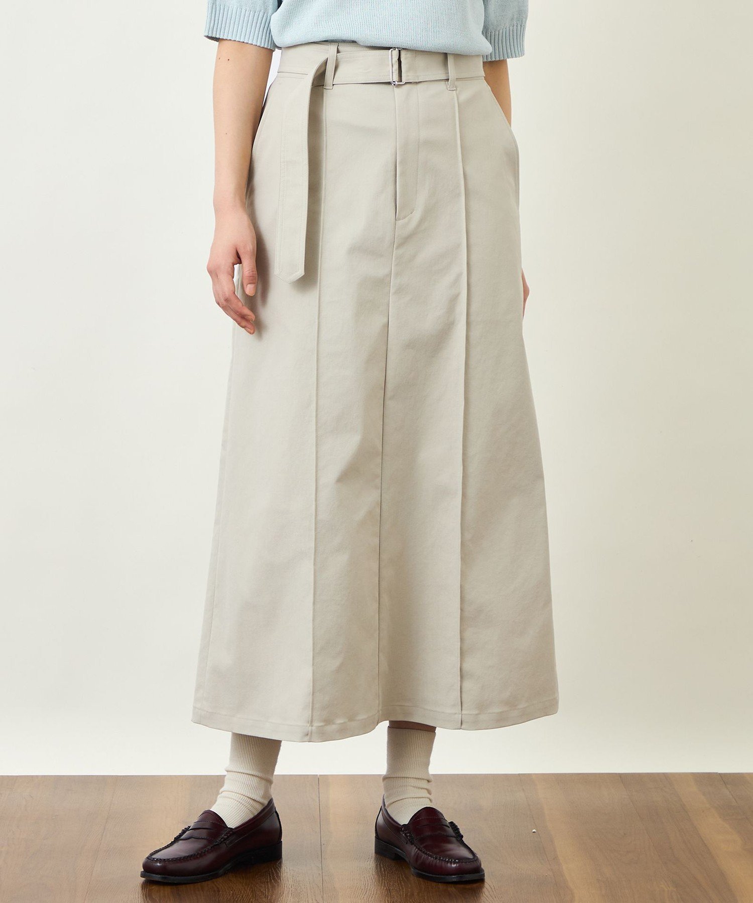 【SALE／44%OFF】MACKINTOSH PHILOSOPHY GREY LABEL ベルテッドチノスカート マッキントッシュ フィロソフィー スカート ロング・マキシスカート ベージュ ネイビー カーキグリーン【送料無料】