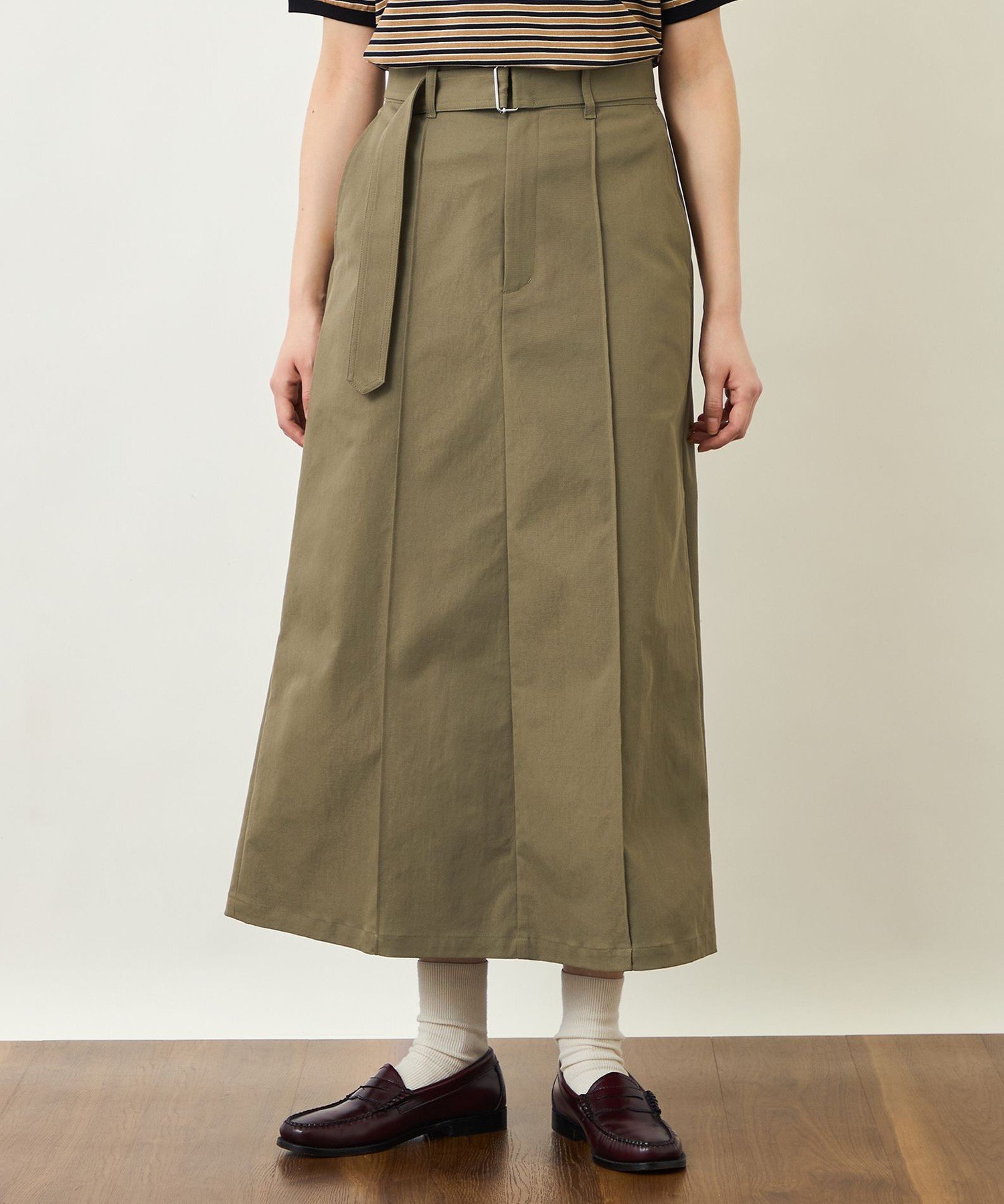 GREY LABEL ベルテッドチノスカート マッキントッシュ フィロソフィー スカート ロング・マキシスカート ベージュ ネイビー カーキグリーン