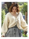 【SALE/50%OFF】dazzlin 2WAYツイストザックリプルオーバーII ダズリン ニット 長袖ニット ホワイト ブラック ピンク ブルー ブラウン