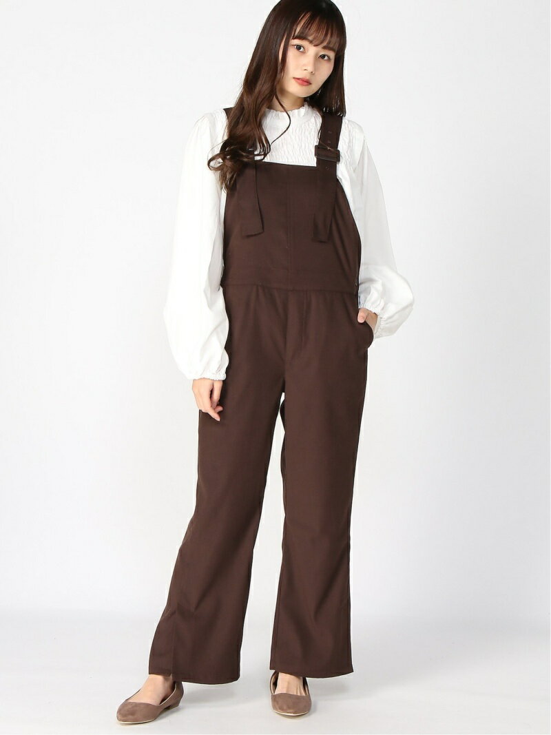 【SALE／50%OFF】WEGO WEGO/(L)スリットセミフレアサロペット ウィゴー オールインワン・オーバーオール オーバーオール・サロペット ブラウン ホワイトのサムネイル