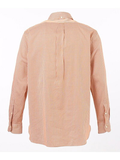 Gingham Organic Cotton Double Tube Button Down Shirt HSOVIA0214: Orange Gingham Organic Cotton Double Tube Button Down Shirt HSOVIA0214: Orange