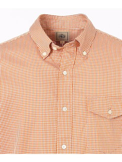 Gingham Organic Cotton Double Tube Button Down Shirt HSOVIA0214: Orange Gingham Organic Cotton Double Tube Button Down Shirt HSOVIA0214: Orange