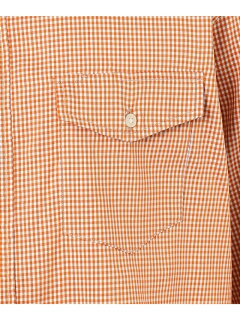 Gingham Organic Cotton Double Tube Button Down Shirt HSOVIA0214: Orange Gingham Organic Cotton Double Tube Button Down Shirt HSOVIA0214: Orange