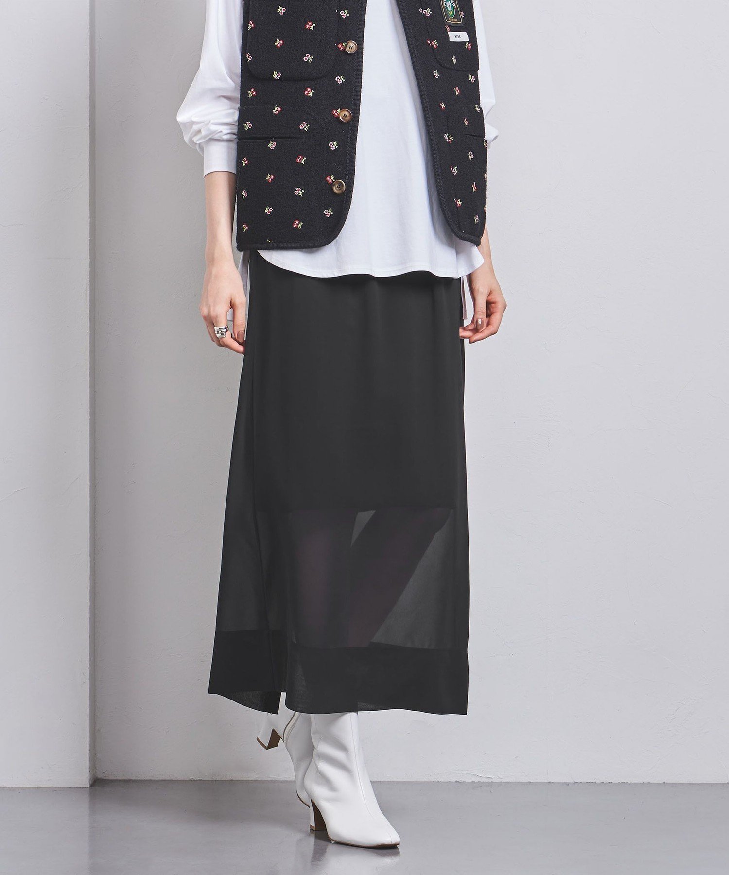 【SALE／80%OFF】UNITED ARROWS シアー ニットコンビ スカート ユナイテッドア ...