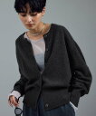 SALON adam et rope' カシミヤクルーネックニットカーディガン サロン アダム エ ロペ トップス カーディガン イエロー グレー ベージュ【送料無料】