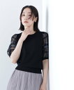 NATURAL BEAUTY BASIC シアーチェックスリーブニット ナチュラルビューティベーシック トップス ニット ホワイト ブラック【送料無料】