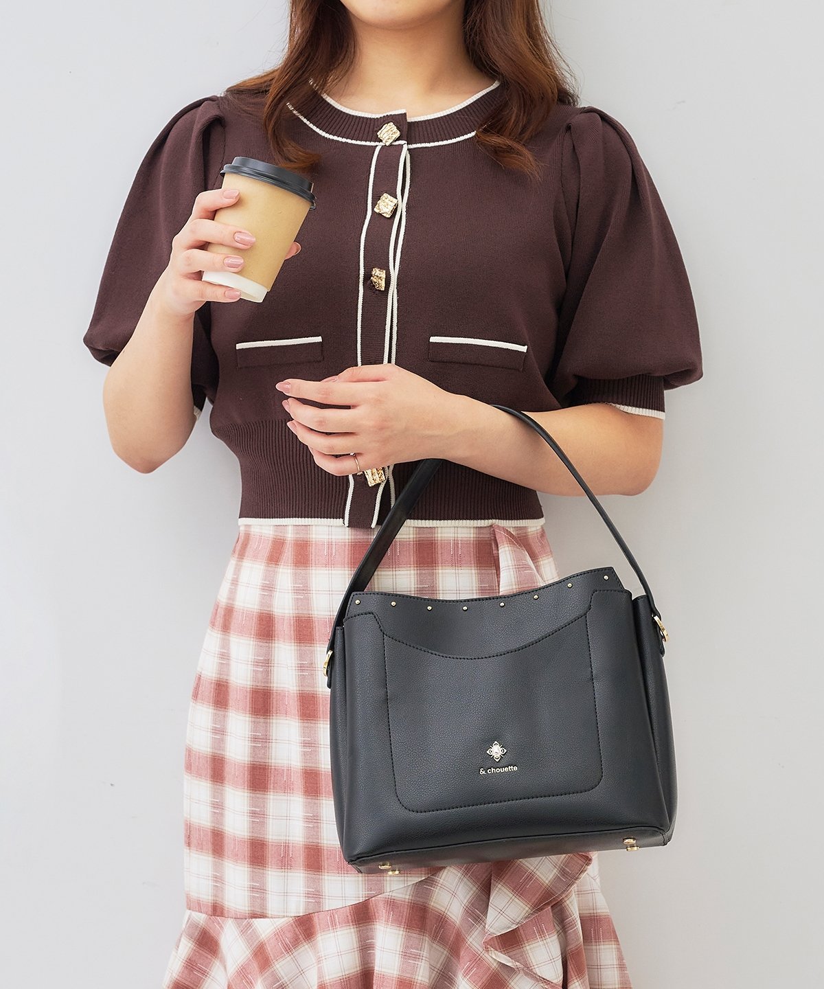 【SALE／30%OFF】& chouette ビジュー3レイヤーズバッグ アンドシュエット バッグ ハンドバッグ ブラッ..