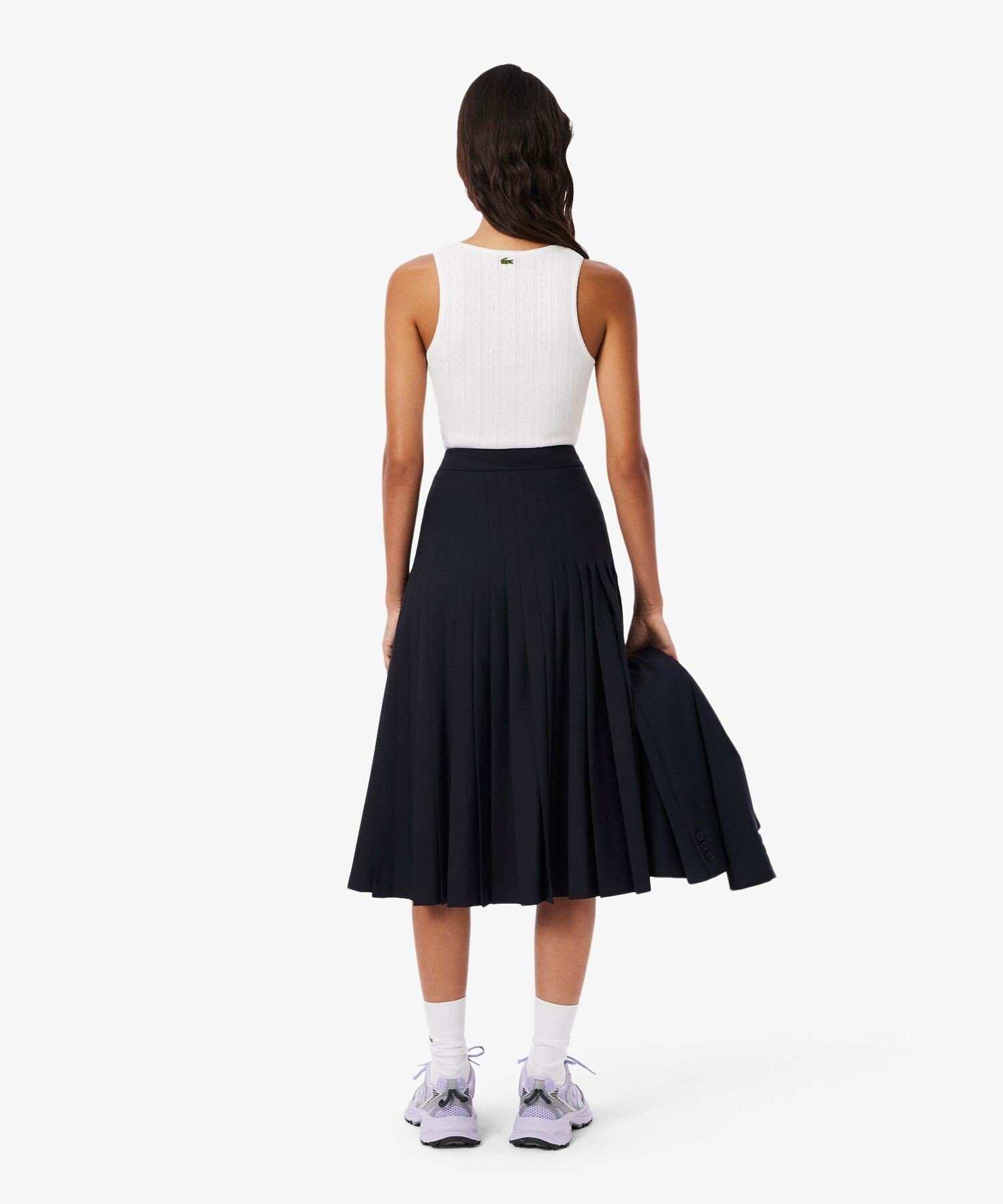 【SALE／30%OFF】LACOSTE ブレンドウールプリーツラップスカート ラコステ スカート その他のスカート ネイビー【送料無料】