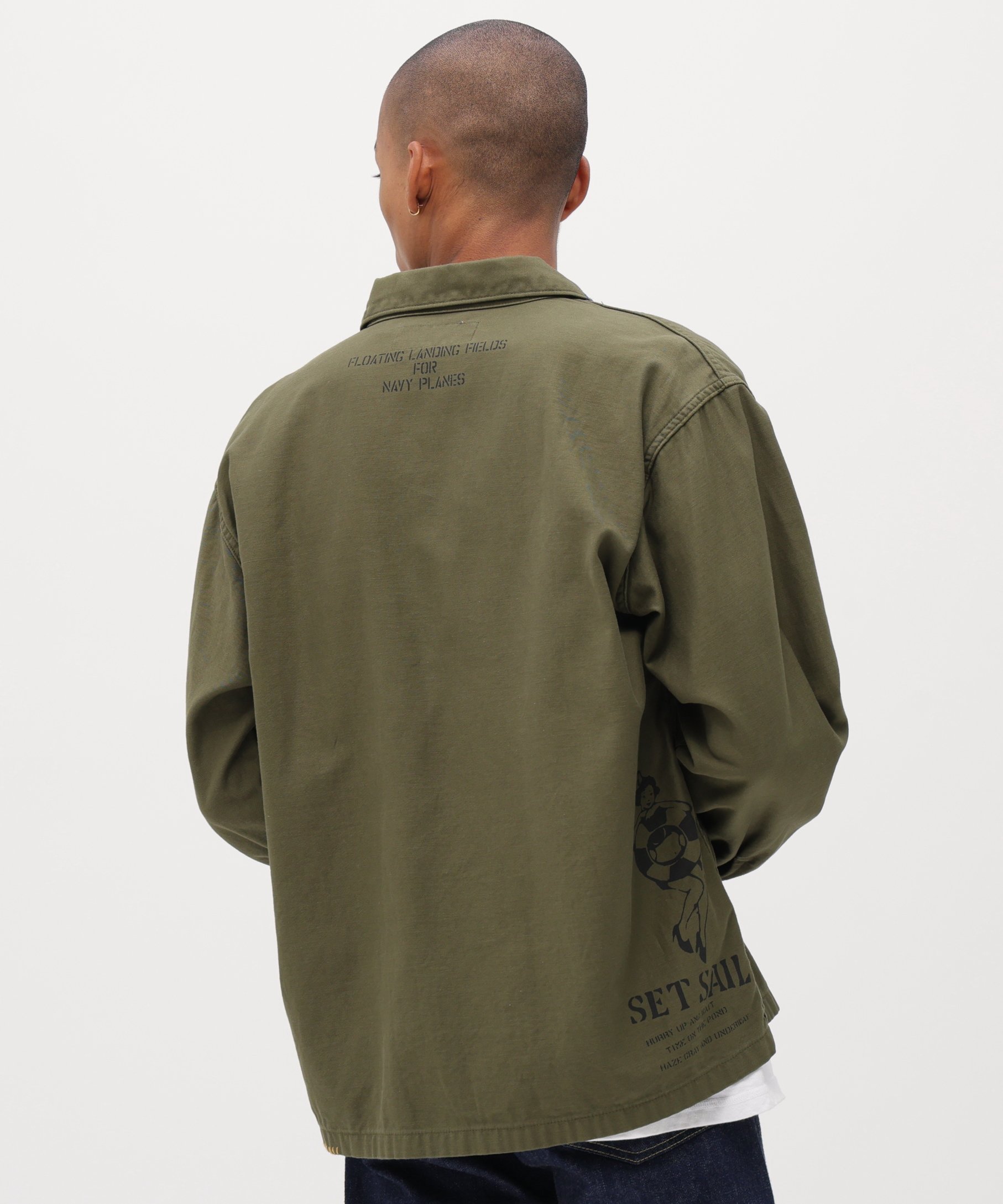 AGED LOOK L/S UTILITY SHIRT アヴィレックス トップス シャツ・ブラウス グリーン
