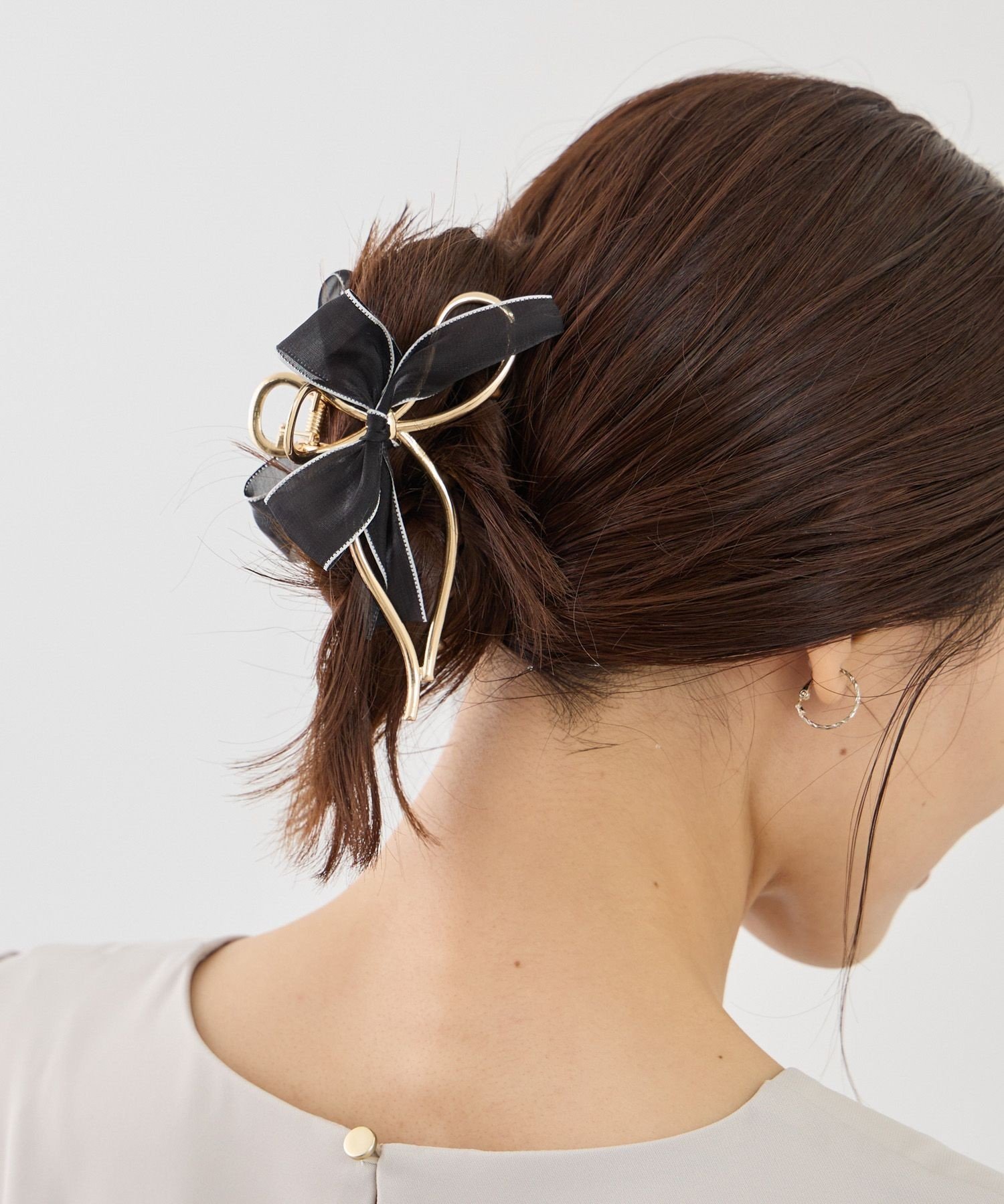 ROPE' PICNIC PASSAGE オーガンジーリボンメタルヘアバンス ロペピクニック ヘアアクセサリー バレッタ・ヘアクリップ・ヘアピン ブラック