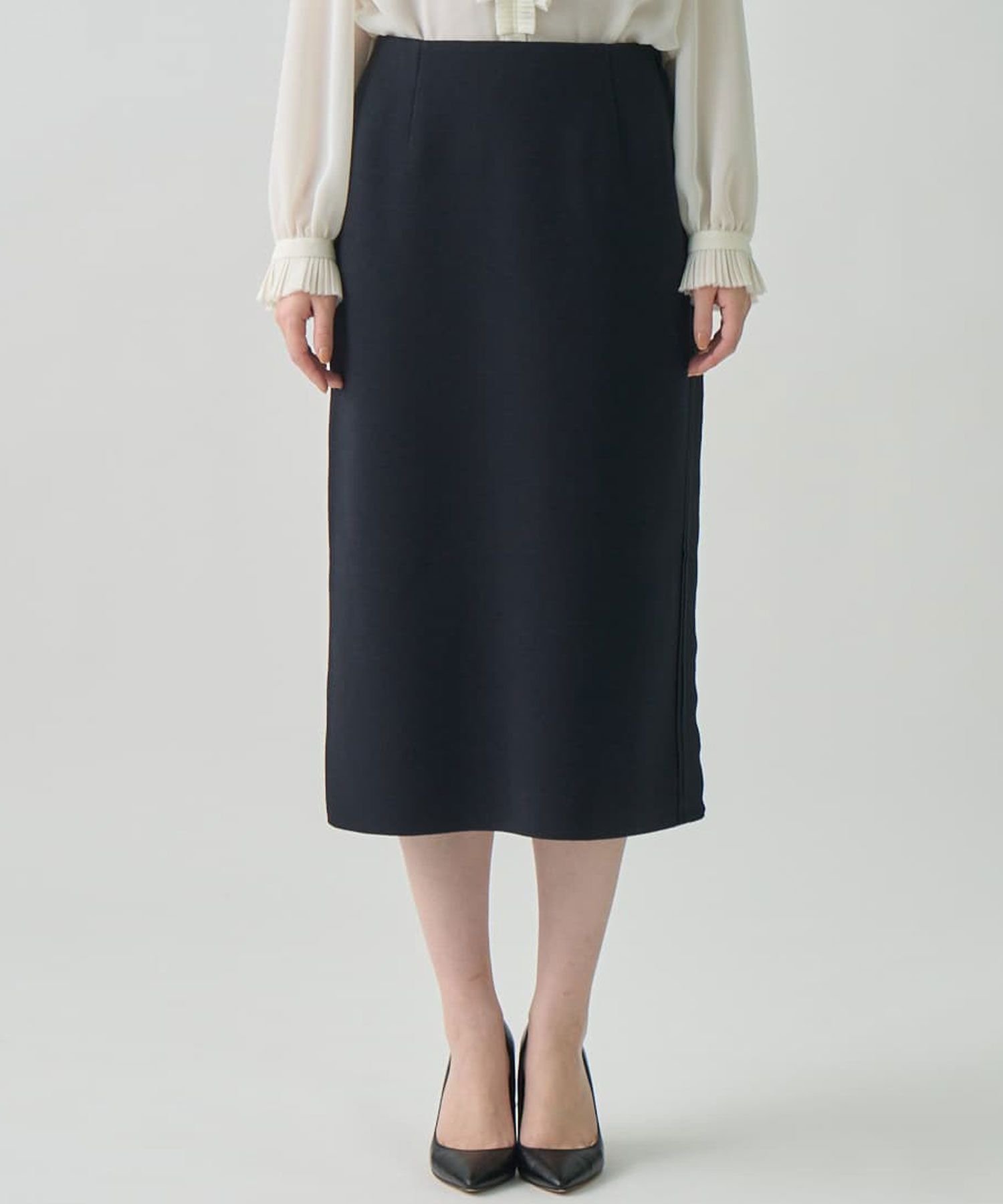 LANVIN COLLECTION 14ゲージミラノリブスカート ランバン コレクション スカート その他のスカート ベージュ ネイビー【送料無料】
