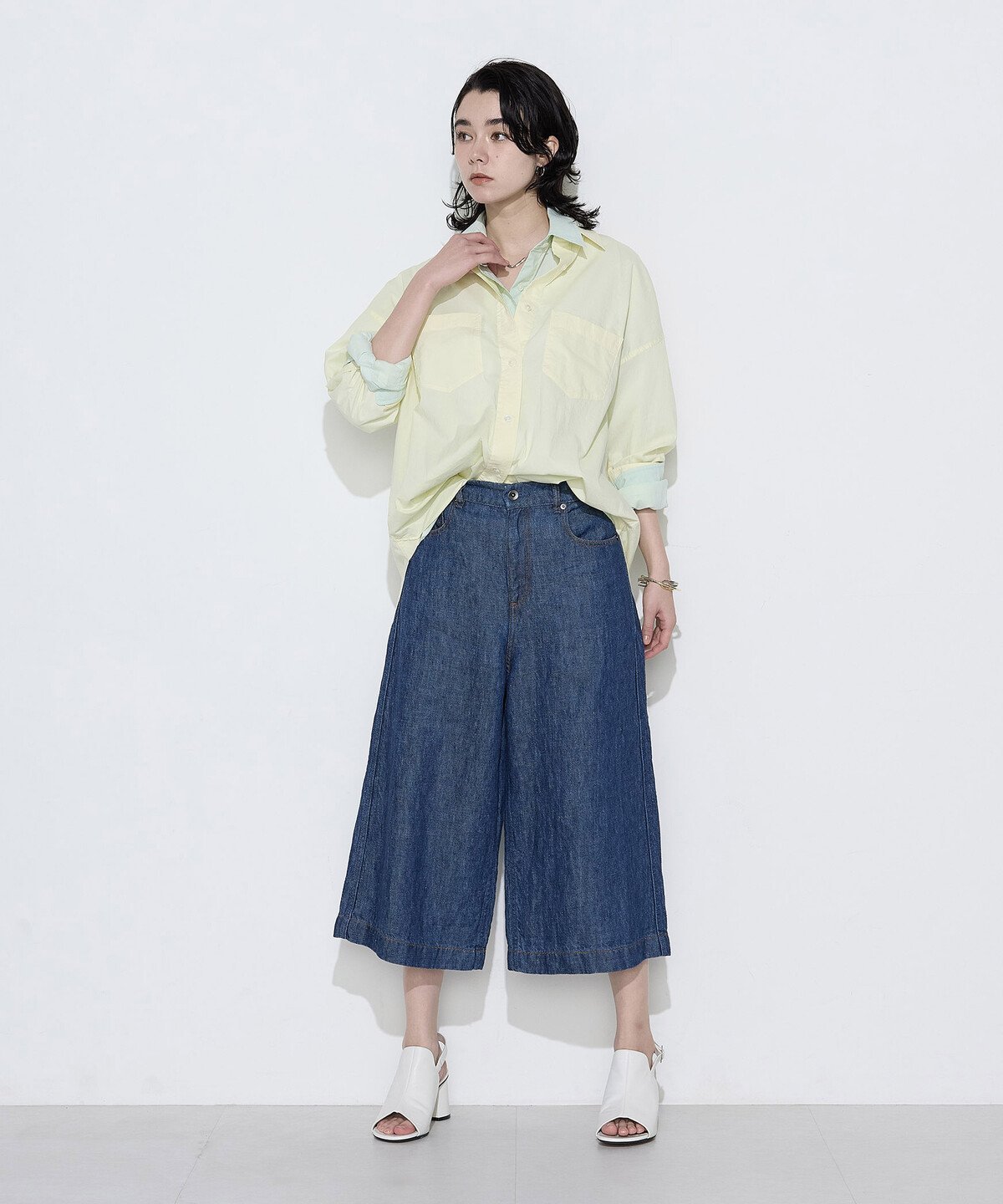 COMME CA Wardrobe リネンデニム キュロットパンツ コムサ パンツ その他のパンツ ブルー【送料無料】