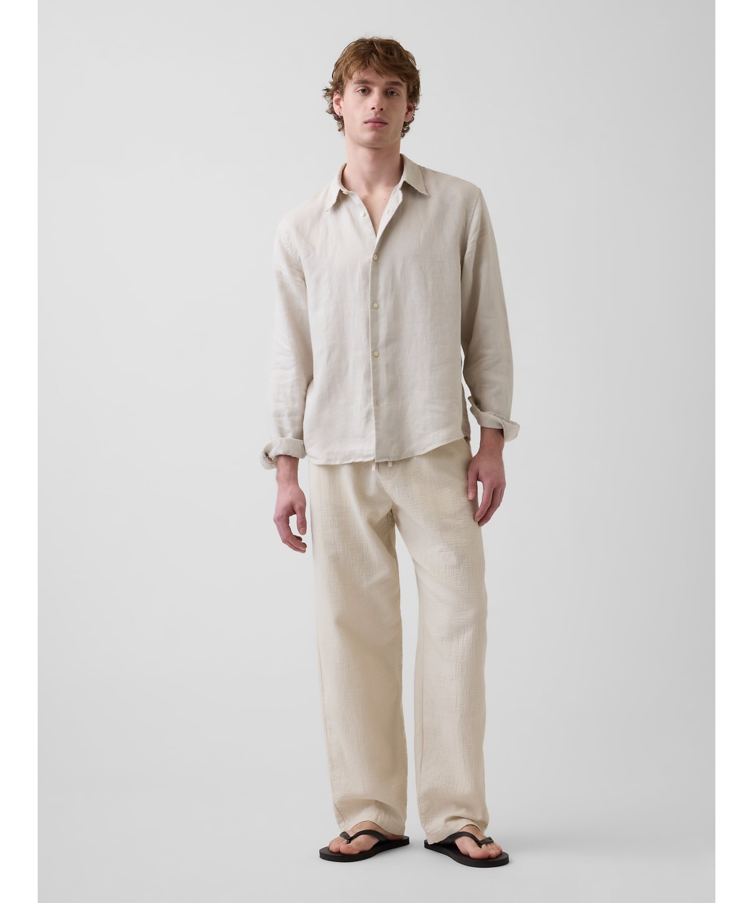 GAP (U)V-JPN IE GAUZE RELAXED EASY PANT ギャップ パンツ その他のパンツ ホワイト ブラック【送料無料】