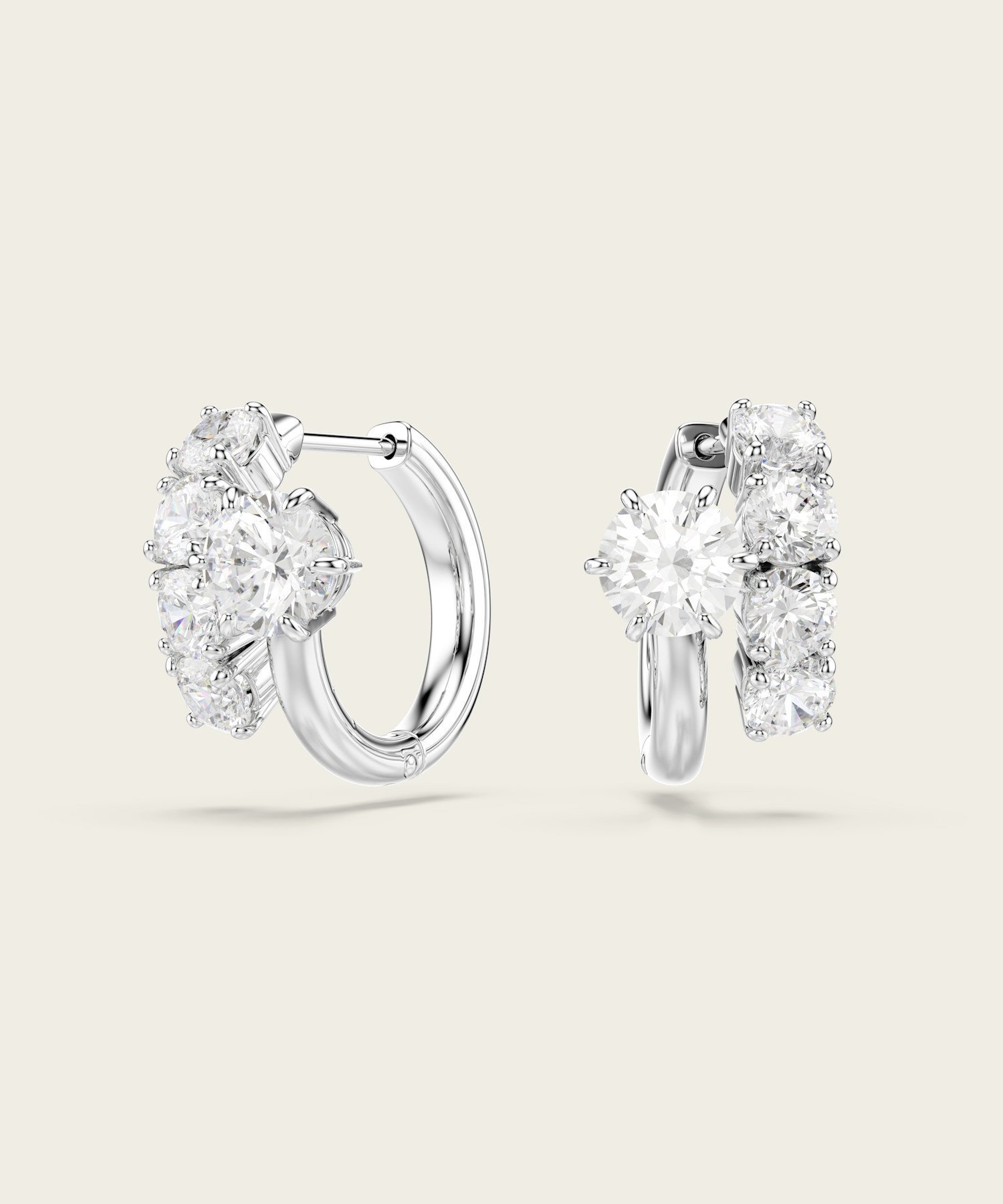 SWAROVSKI 【公式】【スワロフスキー】Matrix フープピアス, ラウンドカット スワロフスキー アクセサリー・腕時計 ピアス ホワイト【送料無料】
