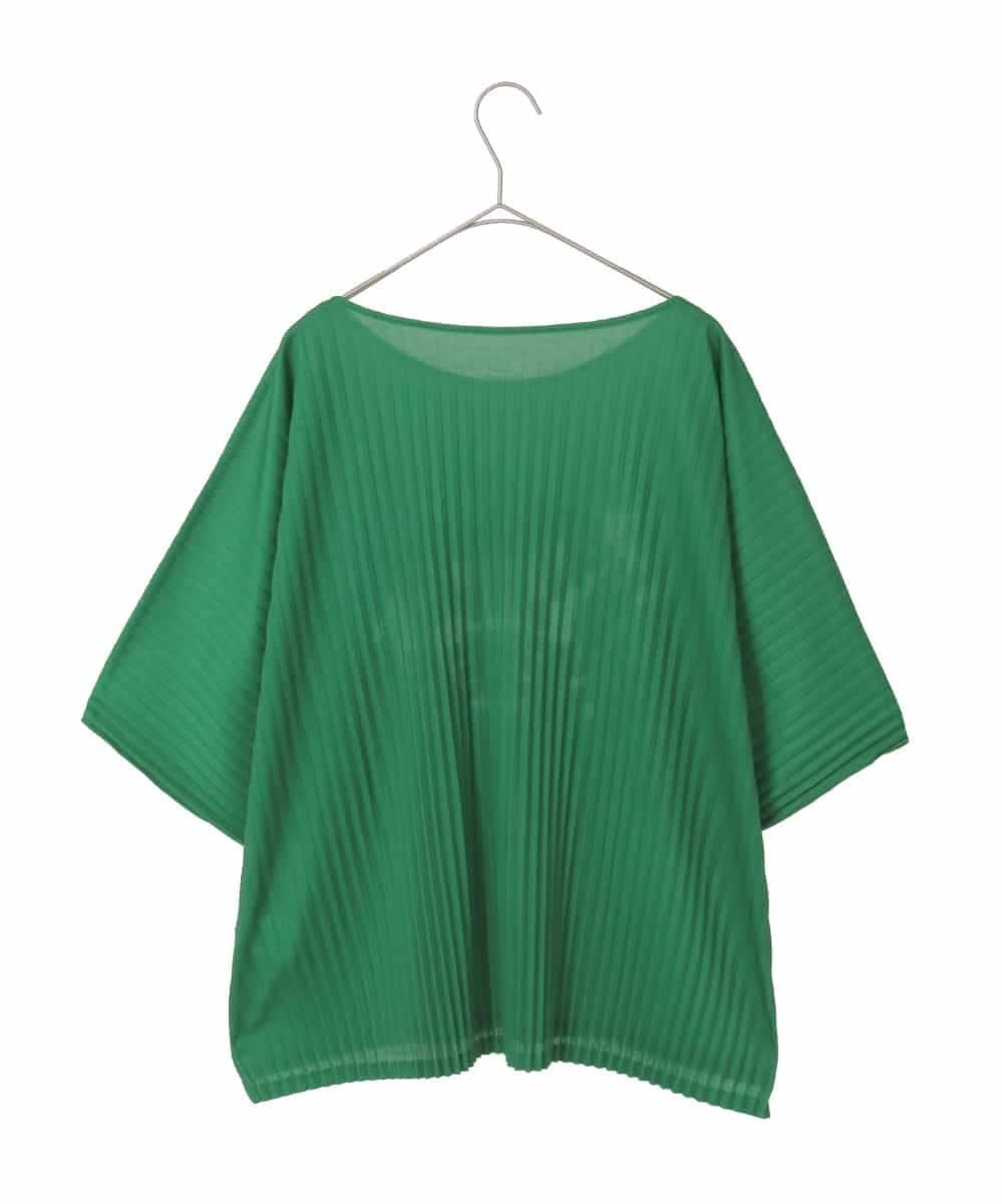 HIROKO BIS GRANDE 【大きいサイズ】シマウマプリントプリーツデザインTシャツ ヒロコ ビス グランデ トップス カットソー・Tシャツ グリーン ブルー