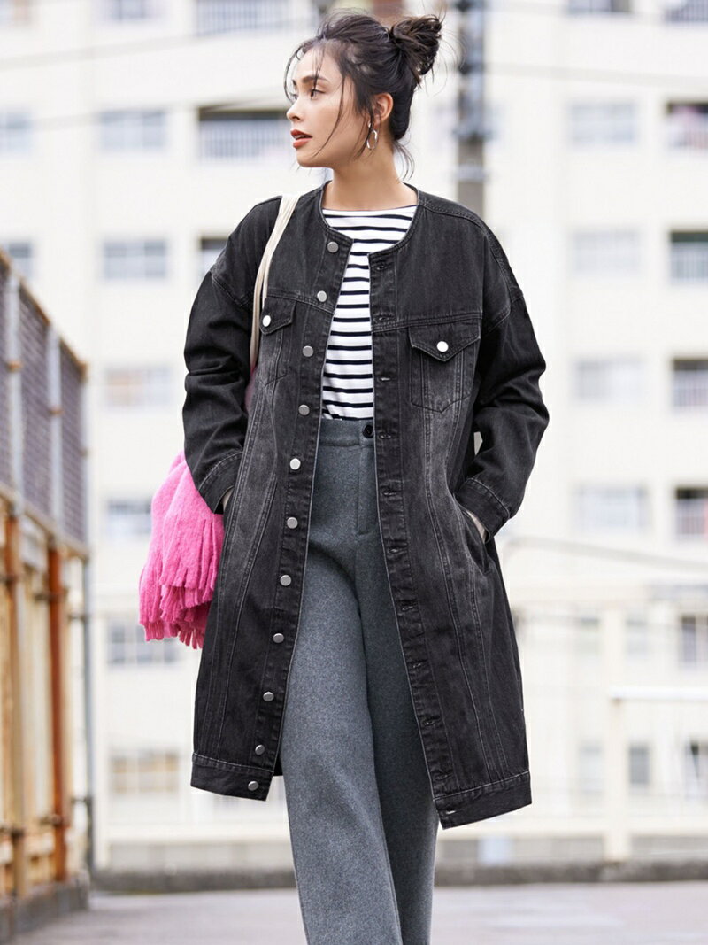 coca ロングデニムジャケット コカ ジャケット・アウター デニムジャケット ブラック ブルー【送料無料】のサムネイル