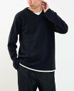 MEN'S MELROSE 【MASTER FRAME/マスターフレーム】ワッフル裏起毛フェイクレイヤード長袖VネッTシャツ メンズメルローズ トップス カット...