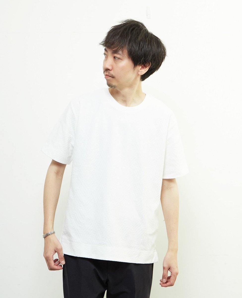 MEN'S MELROSE リンクスジャガードスタンダード半袖Tシャツ メンズメルローズ トップス カットソー・Tシャツ ネイビー ホワイト グリーン