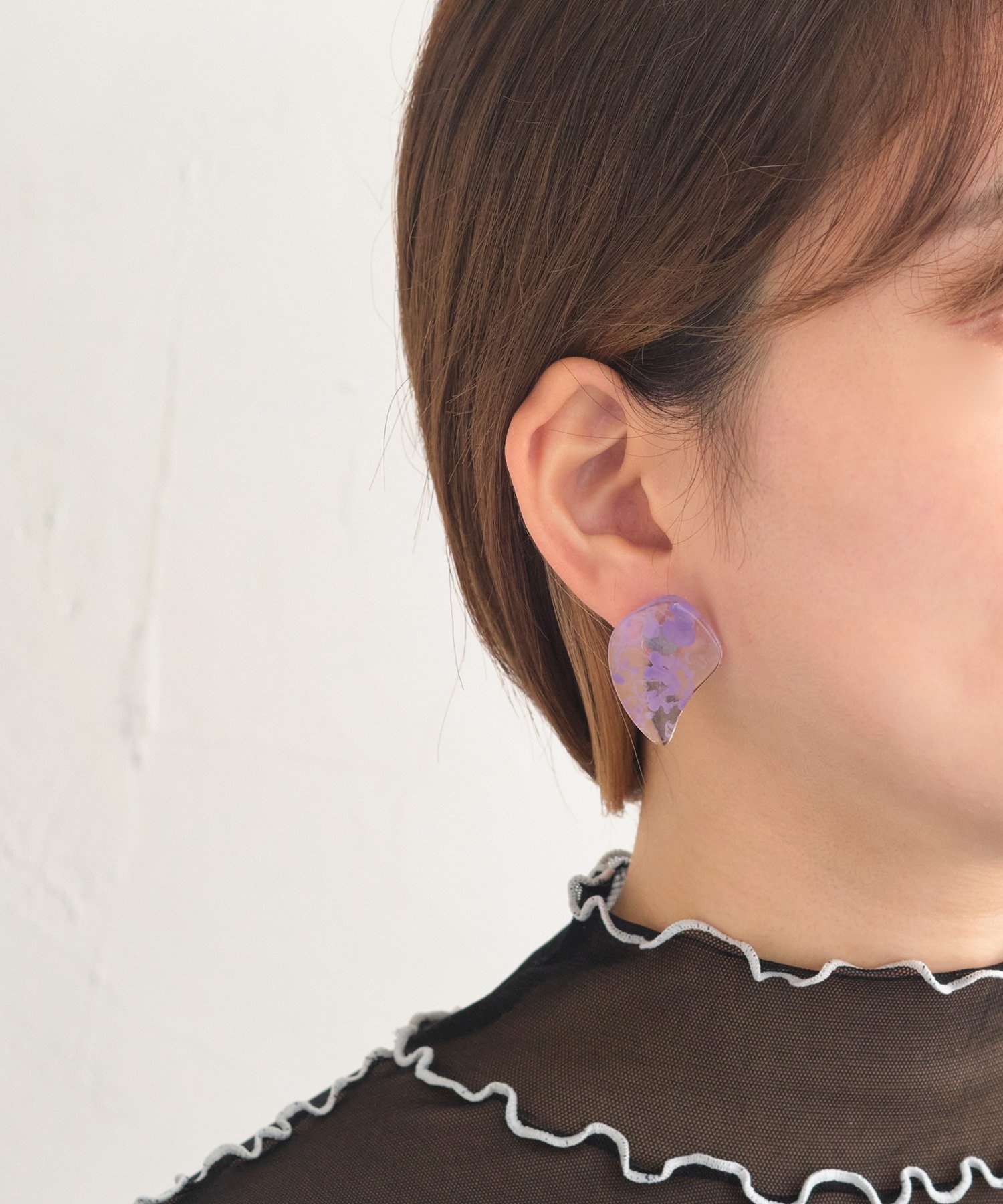 sfy 【sfy】marble stone pairイヤリング ベージュ/パープル ジュエルアディクト アクセサリー・腕時計 イヤリング・イヤーカフ