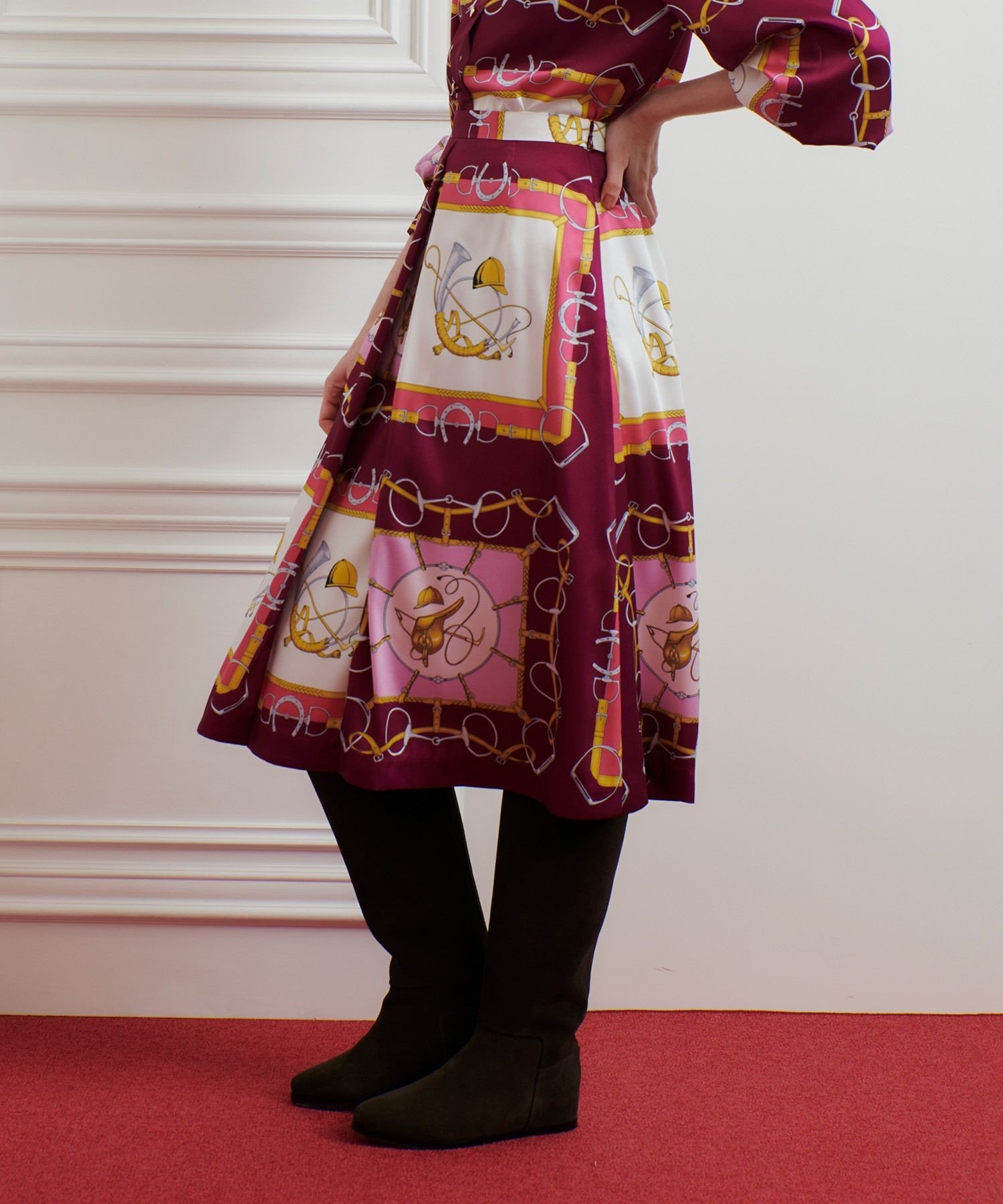 LOULOU WILLOUGHBY 【LOULOU WILLOUGHBY】RATTIジョッキープリントスカート アルアバイル スカート その他のスカート ピンク ブルー