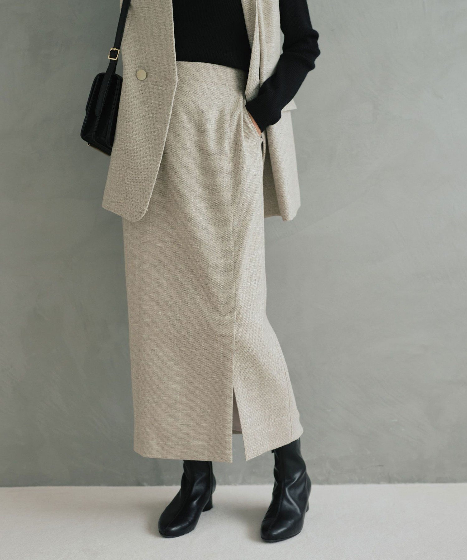 UNITED ARROWS green label relaxing [size SHORTあり]スラブ サイド スリット タイト スカート ユナイテッドアローズ グリーンレーベルリラクシング スカート ロング・マキシスカート ホワイト ネイビー ブラウン【送料無料】のサムネイル