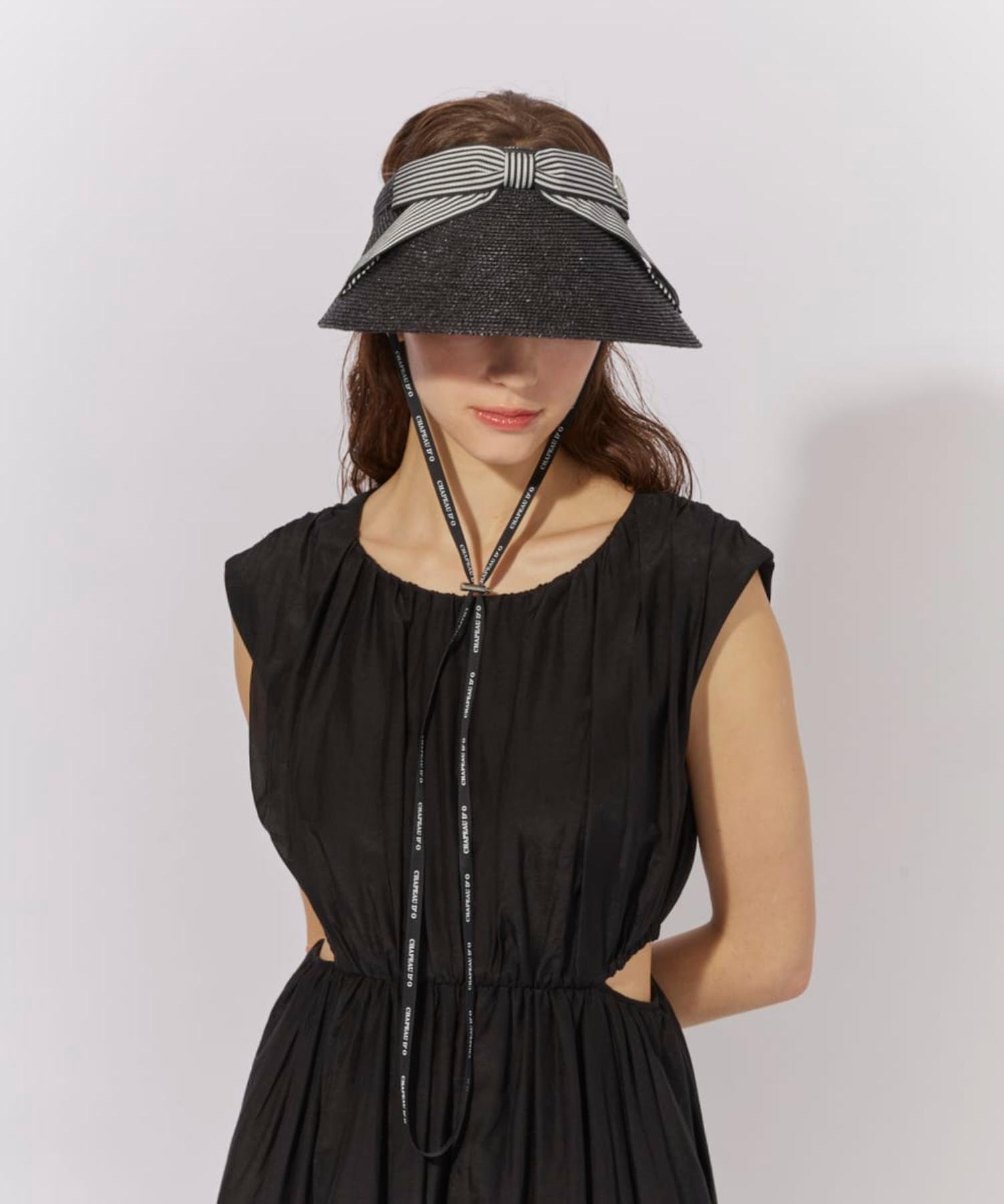 Chapeau d' O Chapeau d' O Front Ribbon MUGI Visor / シャポードオー オーバーライド 帽子 サンバイザー ブラック ホワイト【送料無料】