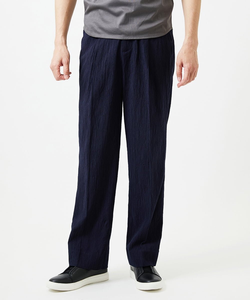 MICHEL KLEIN HOMME 楊柳ワイドスラックスパンツ ミッシェルクランオム パンツ その他のパンツ ネイビー ブラック