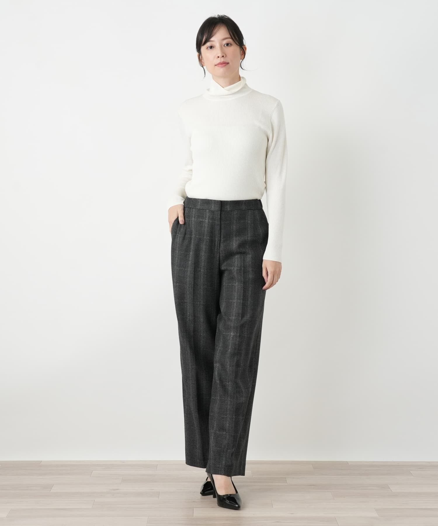 Leilian 千鳥格子柄ワイドパンツ レリアン パンツ その他のパンツ グレー