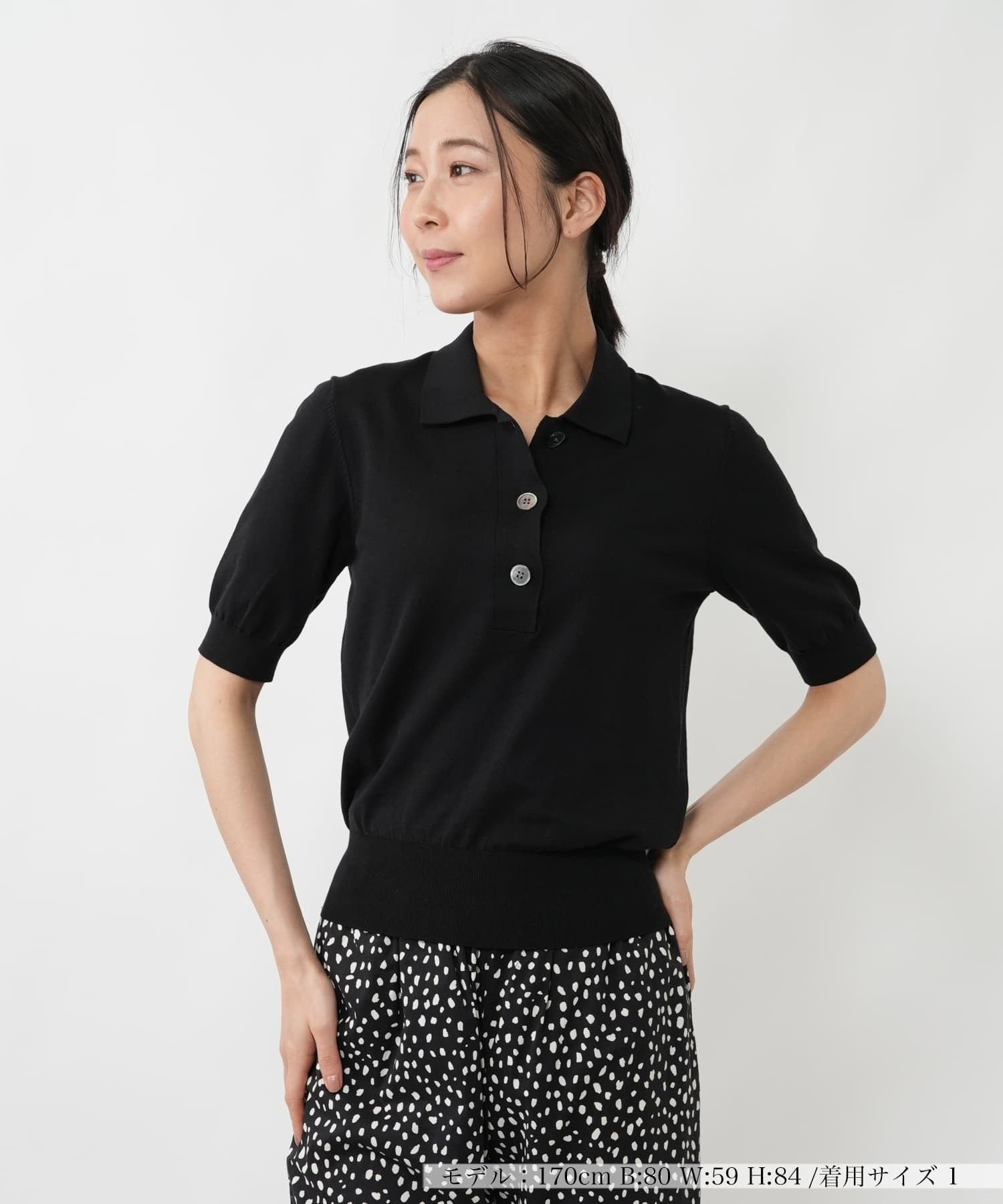 NEMIKA ニットポロシャツ【NEMIKA】 ネミカ トップス ポロシャツ ブラック【送料無料】