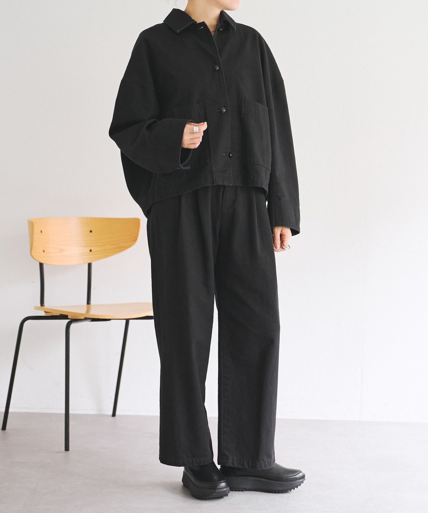 コットンタックパンツ【セットアップ】 ビアズリー パンツ その他のパンツ ブラック
