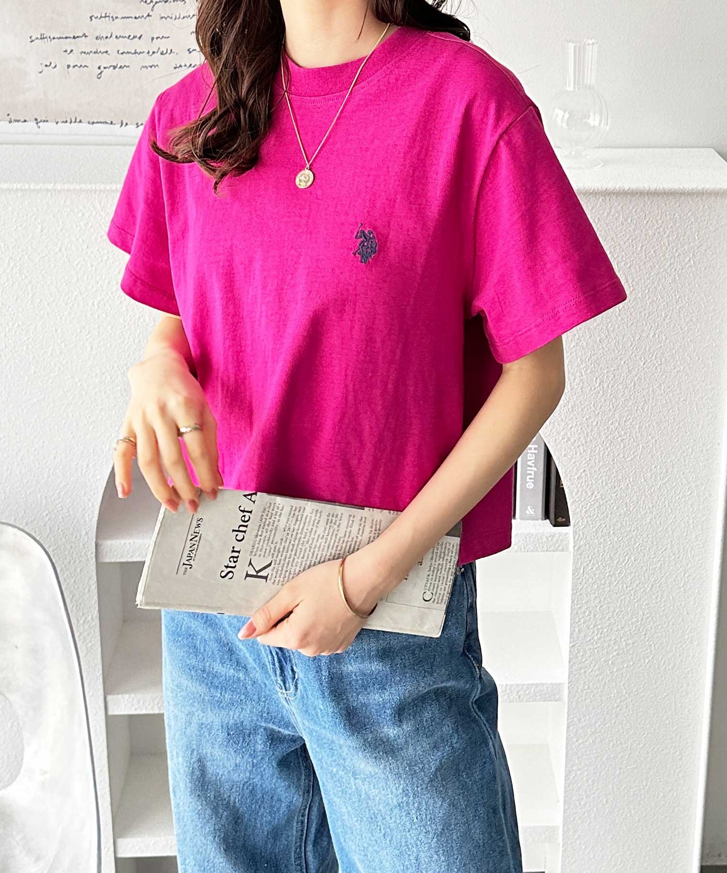 楽天市場】ショート丈(カラーピンク)(Tシャツ・カットソー 楽天市場】ショート丈(カラーピンク)(Tシャツ・カットソー