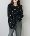 【SALE/43%OFF】La-gemme ハート柄フェザーニットプルオーバー ラジュール トップス ニット グレー ホワイト ブラック【送料無料】